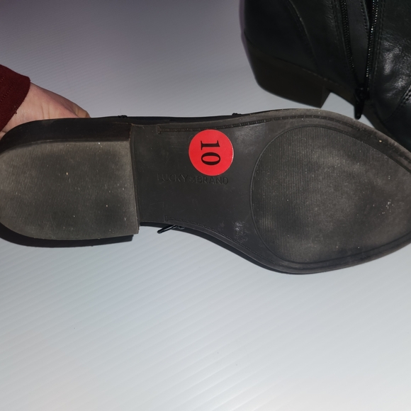 Lucky Brand Leather Black Ankle Boots Size 10 - Picture 4 of 4